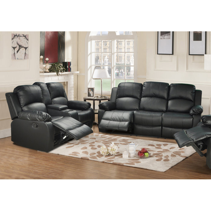 Lark Manor Clarine 2 Piece Faux Leather Reclining Living Room Set